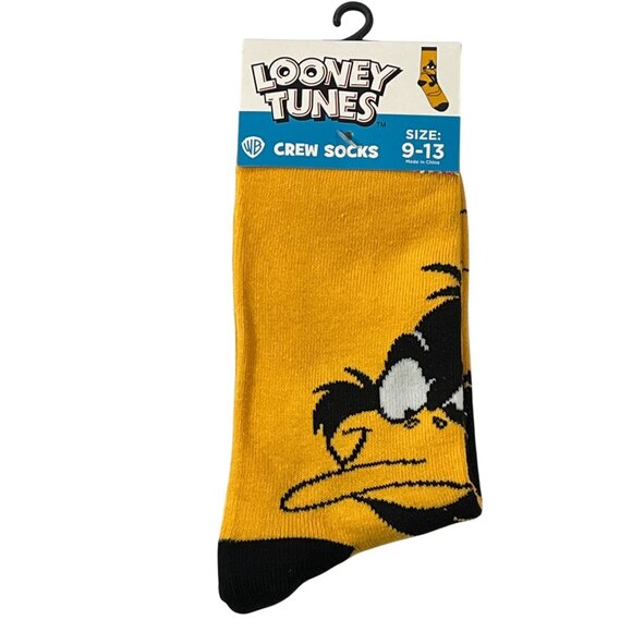 Looney Tunes Daffy Duck Socks Mens Yellow Cartoon Novelty Gift - Picture 1 of 3